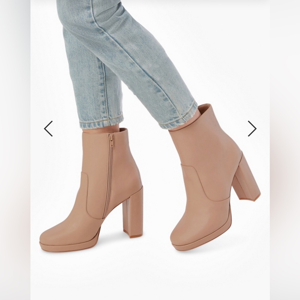 Ilsa Platform Heeled-Bootie- JustFab. Taupe. Only worn once.
